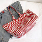 Bolso De Mano Lona Mujer Shopper A Cuadros Grande