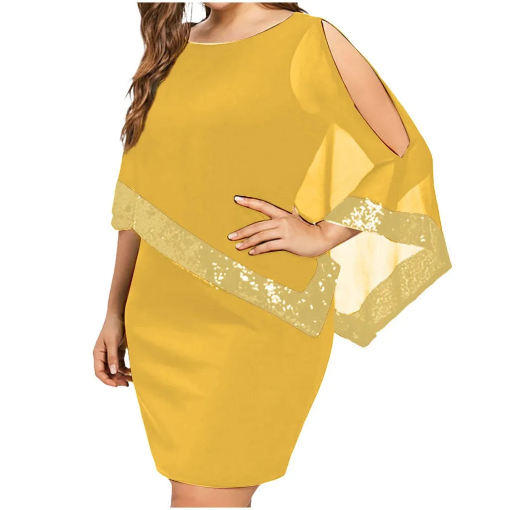 Vestido de Fiesta | Talla Grande | Lentejuelas y Hombros Descubiertos