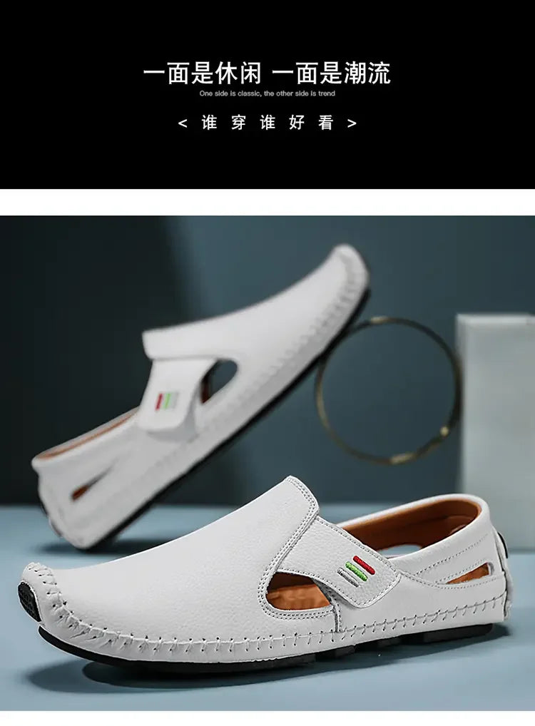 Mocasines Cuero Hombre 2025 ∣ Ahuecados Conducción ∣ Lujo Verano