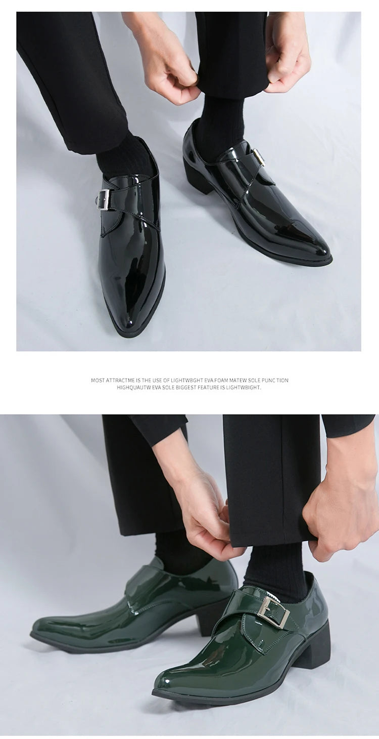 Mocasines Negros Lujo Hombre | Punta Puntiaguda Sin Cordones Zapatos Oxford Boda