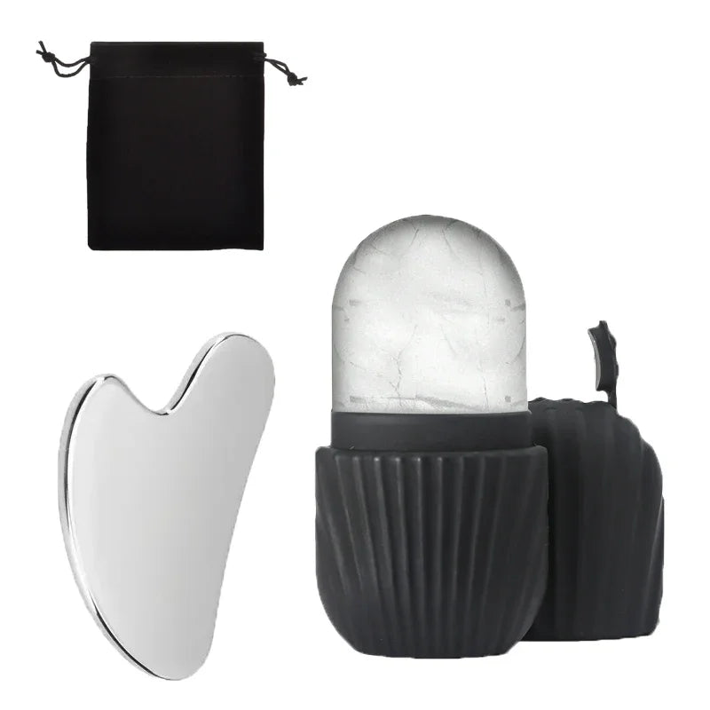 Rodillo Facial de hielo de acero inoxidable, juego de tablero Gua Sha, masajeador Facial, rodillo de masaje Facial, herramientas de belleza para el cuidado de la piel, 1/3 Uds.