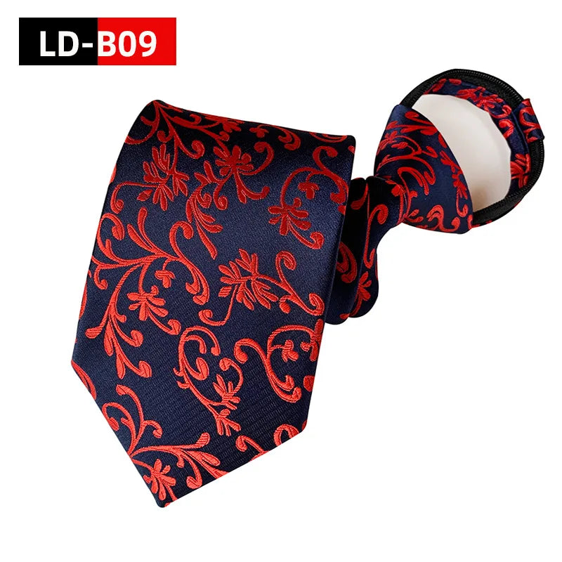 Corbata Preatada con Cremallera Paisley Rayas Cuadros Clásica de Negocios