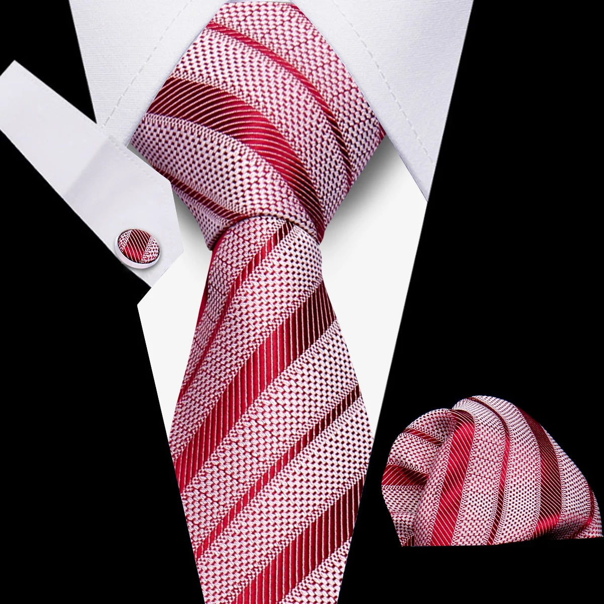 Conjunto Corbata Pañuelo Gemelos Negocios Boda Accesorio De Moda