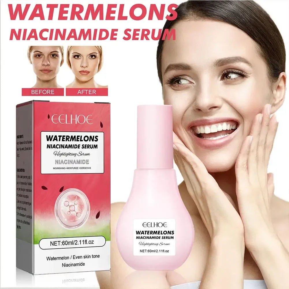 60ml sandía brillo niacinamida gotas de rocío suero imprimación resaltador suero ligero hidratante suero de Maquillaje facial 2025