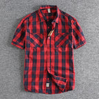 Camisa Cuadros Hombre | Algodón Lavado | Estilo Gótico | Manga Corta | Ticotrendy Costa Rica