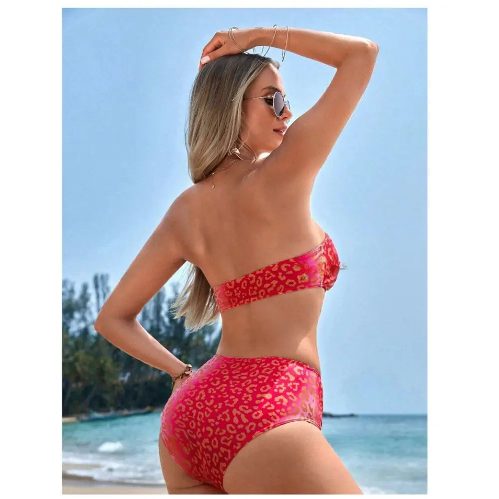 Bikini Sin Tirantes de Leopardo - Traje de Baño Sexy para Verano Tico