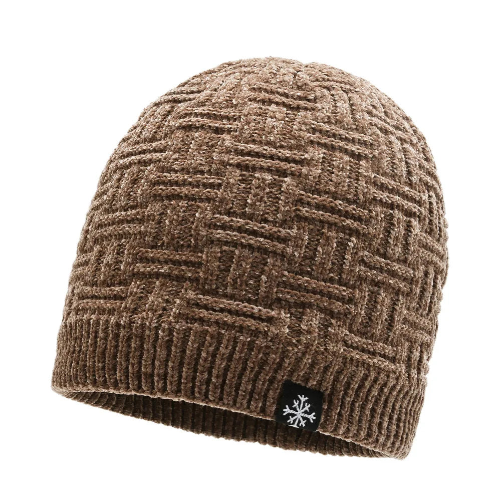 Gorro Tejido Lana Chenilla Terciopelo Grueso Térmico | Invierno Ajustable Unisex