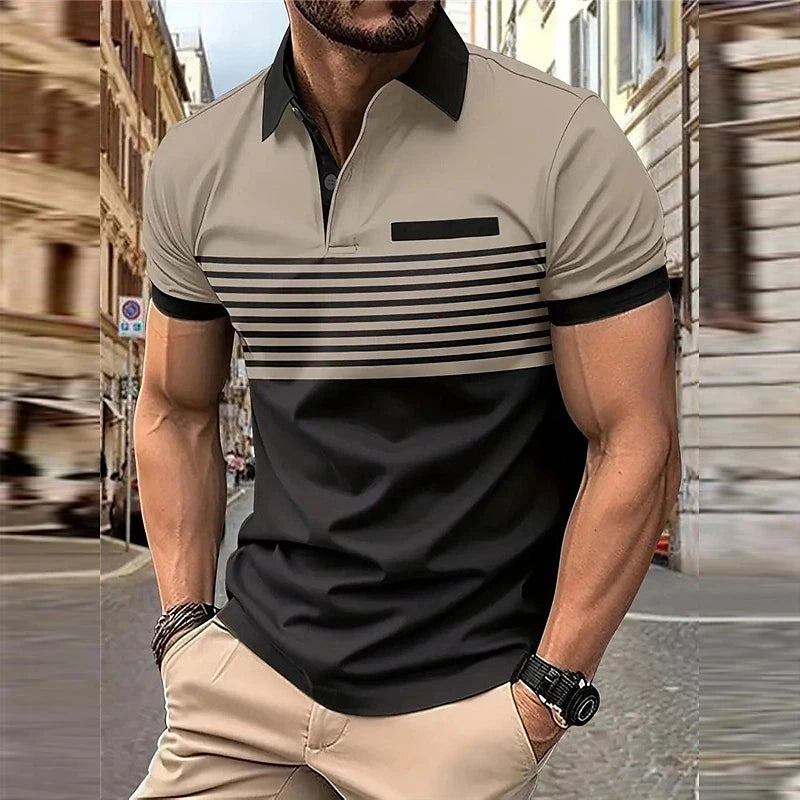 Polo Negocios Hombre ∣ Rayas Oversize ∣ Manga Corta Tropical