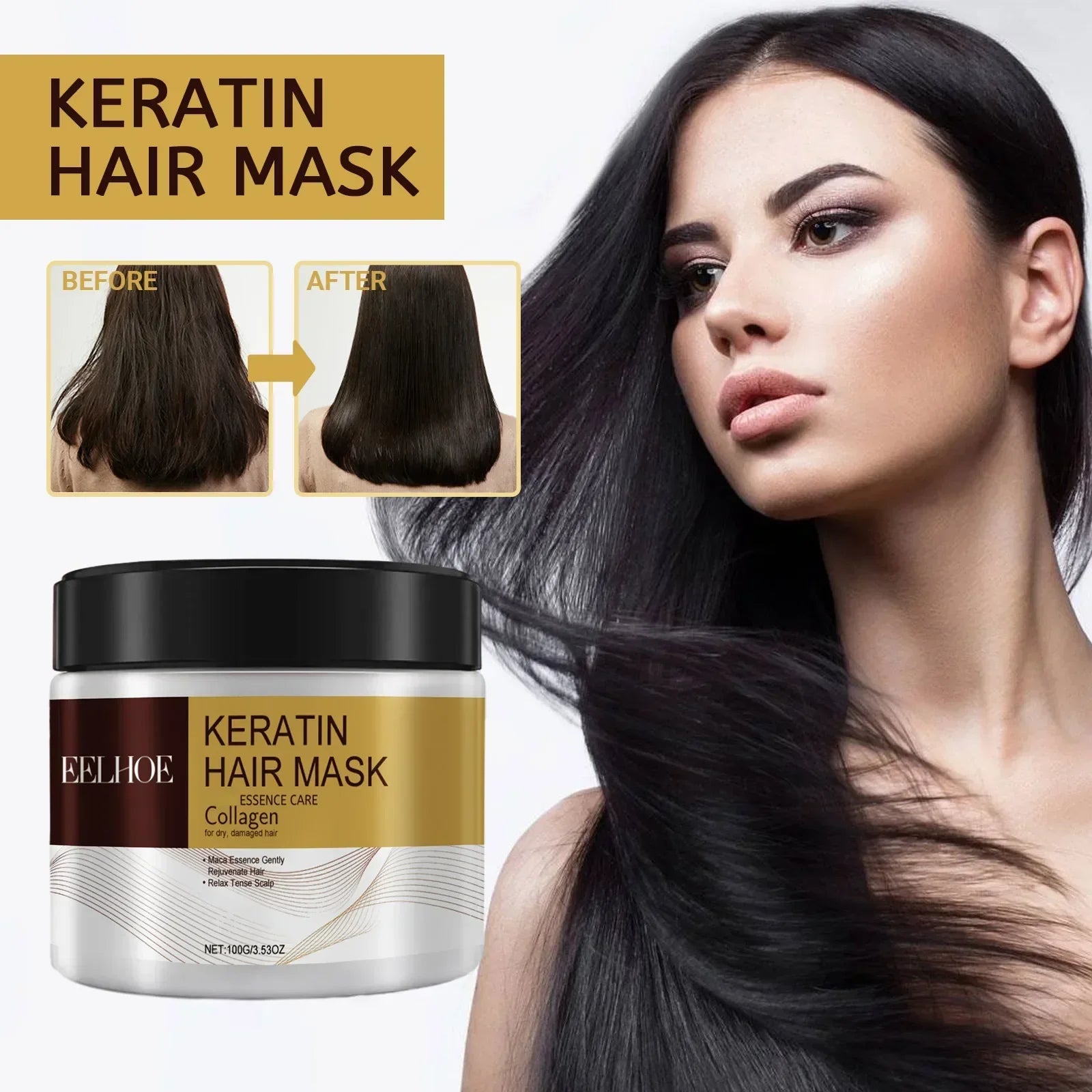 Membrana para el cabello, reparación Natural, mascarilla para el cabello, previene la sequedad, reparación de extremos divididos, daño, enredos de Frizz, productos para el cuidado del cabello suave y liso