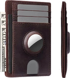 Tarjetero Airtag para hombre, cartera RFID antirrobo de cuero genuino, funda para tarjetas de crédito y identificación, funda para hombre de alta calidad
