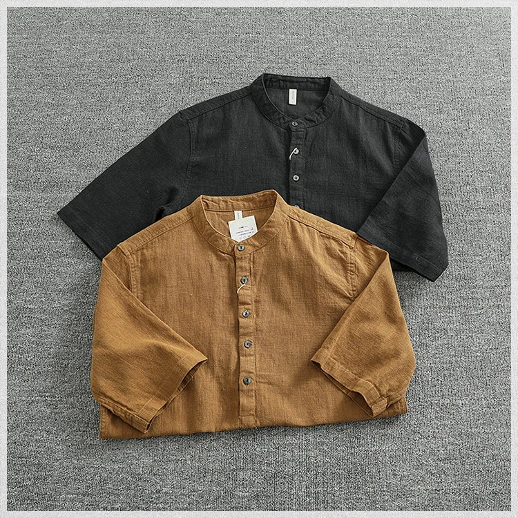 Camisa Lino Algodón Hombre | Estilo Retro | Manga Corta | Cuello Abierto | Ticotrendy Costa Rica