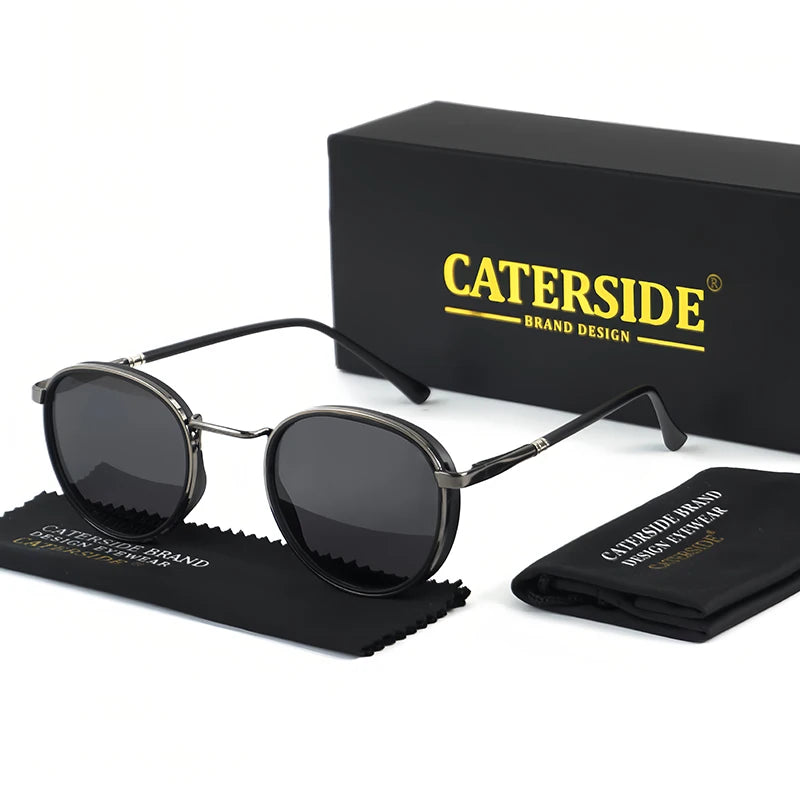 Gafas de Sol Caterside Redondas | Polarizadas Vintage | Montura Metal Steampunk TR