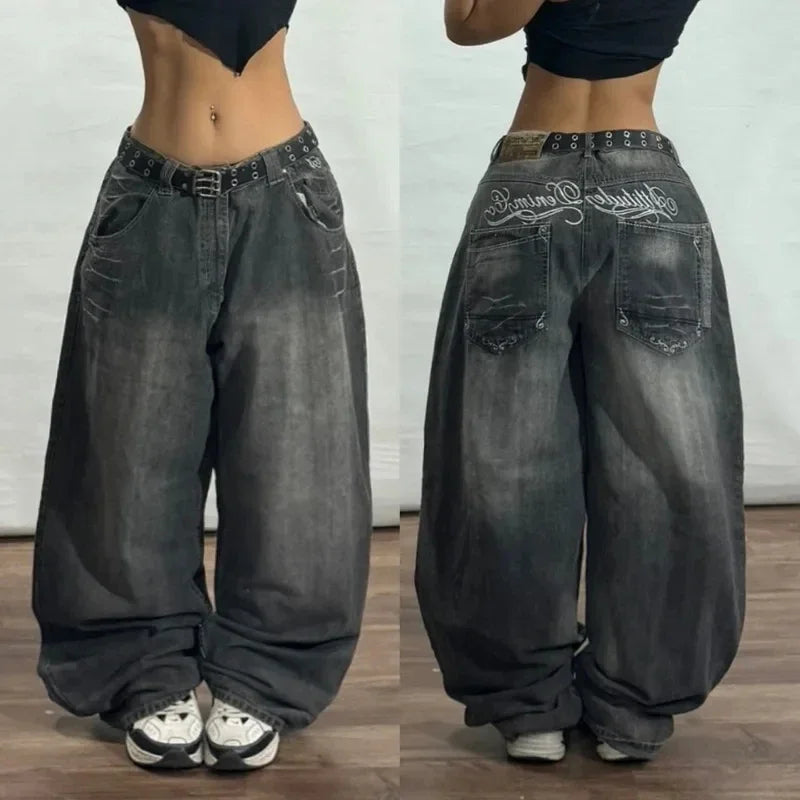 Jeans Y2K Lavado Multibolsillo | Holgado Pierna Ancha | Hip-hop Punk Vintage | Ticotrendy