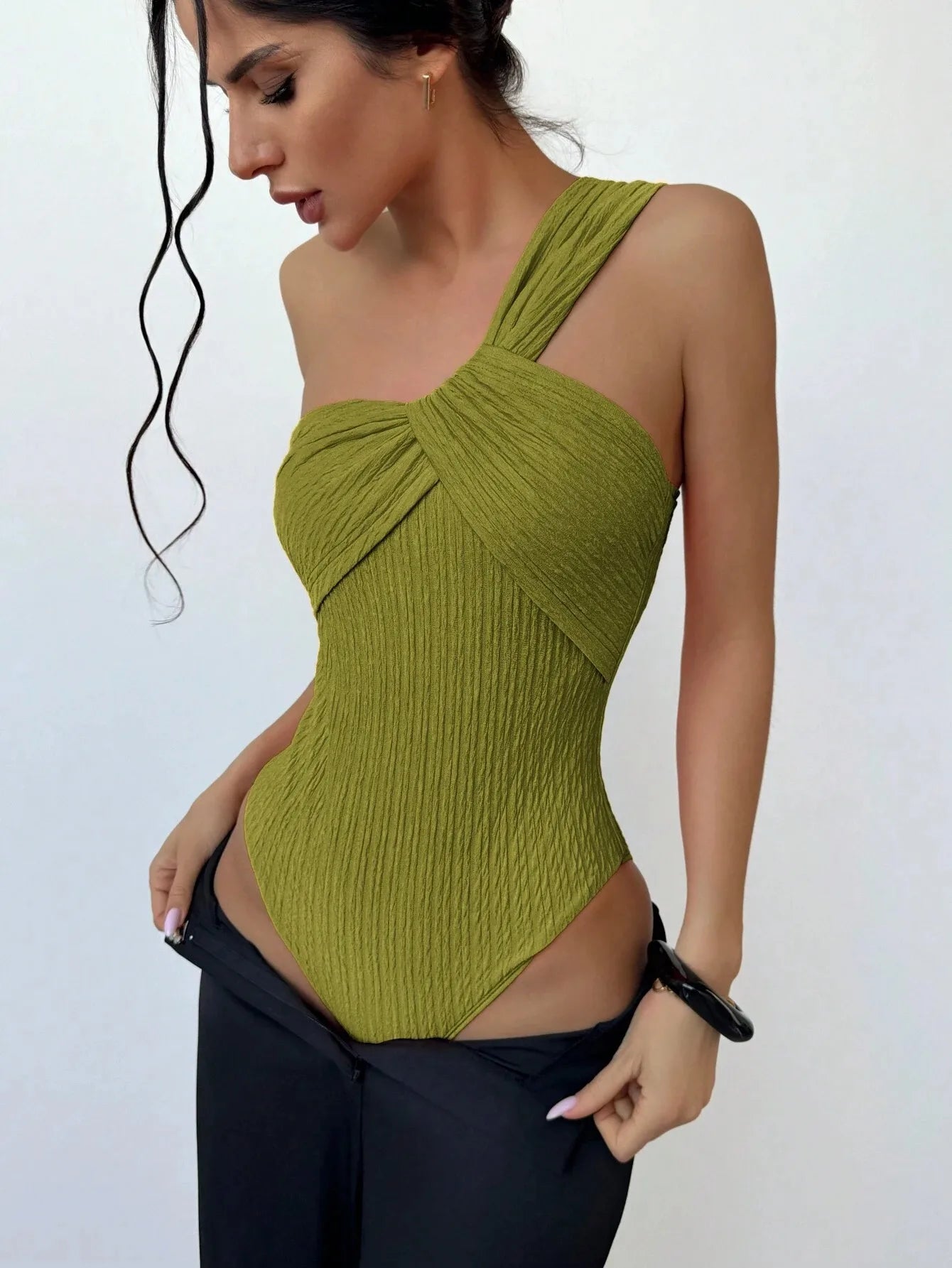 Traje de Baño Enterizo Un Hombro | Plisado Elegante y Sexy