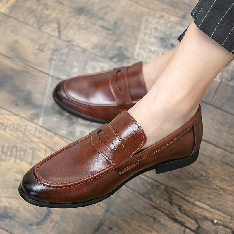 Zapatos de vestir para hombre, mocasines de cuero social, talla grande 48, zapatos de cuero casuales de negocios para hombre, zapatos clásicos de fiesta y oficina para hombre