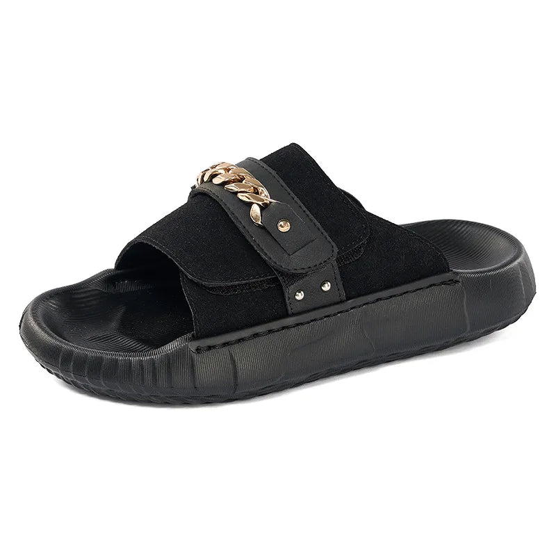 Sandalias Hombre Cuero Artificial Planas Gancho Lazo Casuales Moda | Verano