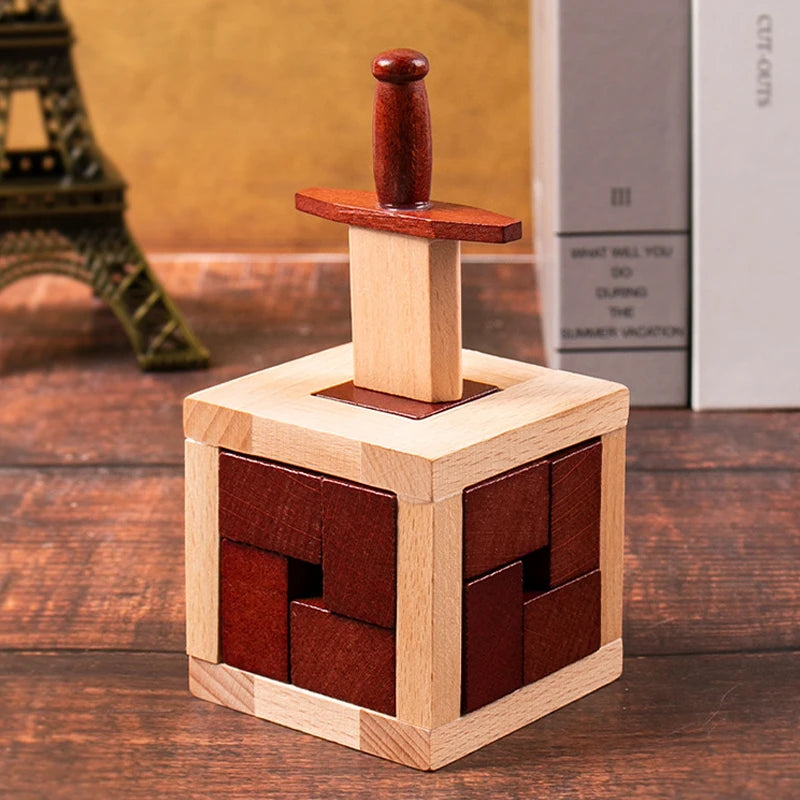 Caja de espada de rompecabezas mágico súper difícil, desmontaje de madera, prueba de inteligencia, acertijos desafiantes para adultos y niños, regalos únicos