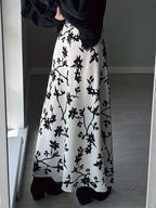 Falda Vintage de Satén | Estampado Floral Elegante