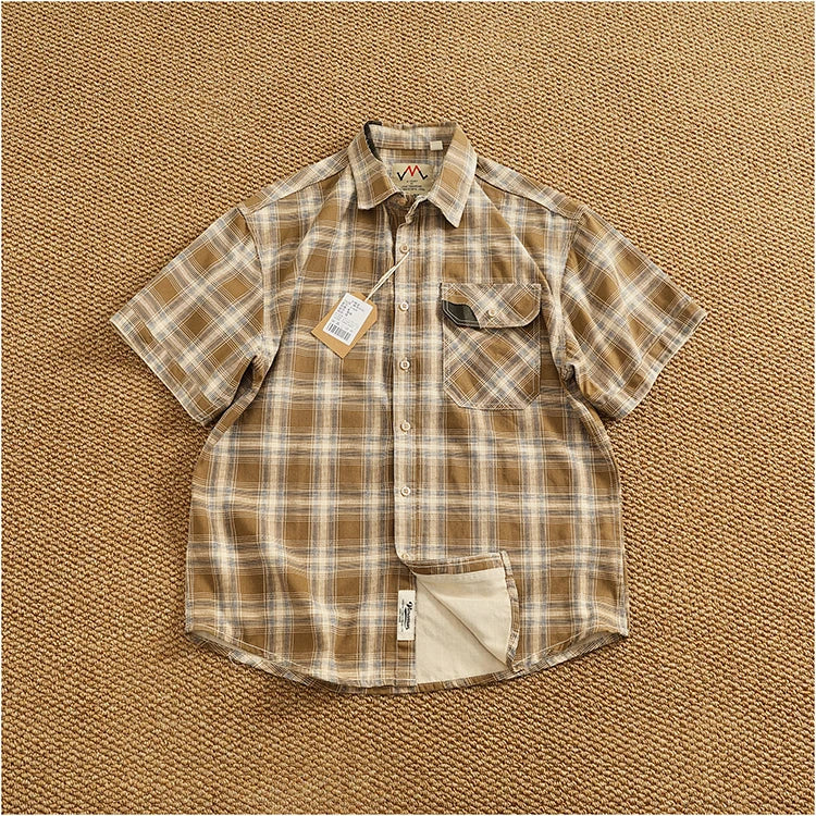 Camisa Casual Hombre | Cuadros Tartán | Algodón Puro | Manga Corta | Ticotrendy Costa Rica