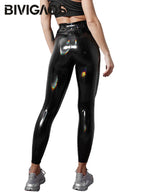 Leggings Cuero Espejo Brillante | Colorido Sexy Cintura Alta | Elástico Ajustado Primavera | Ticotrendy