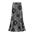 Falda Vintage de Satén | Estampado Floral Elegante
