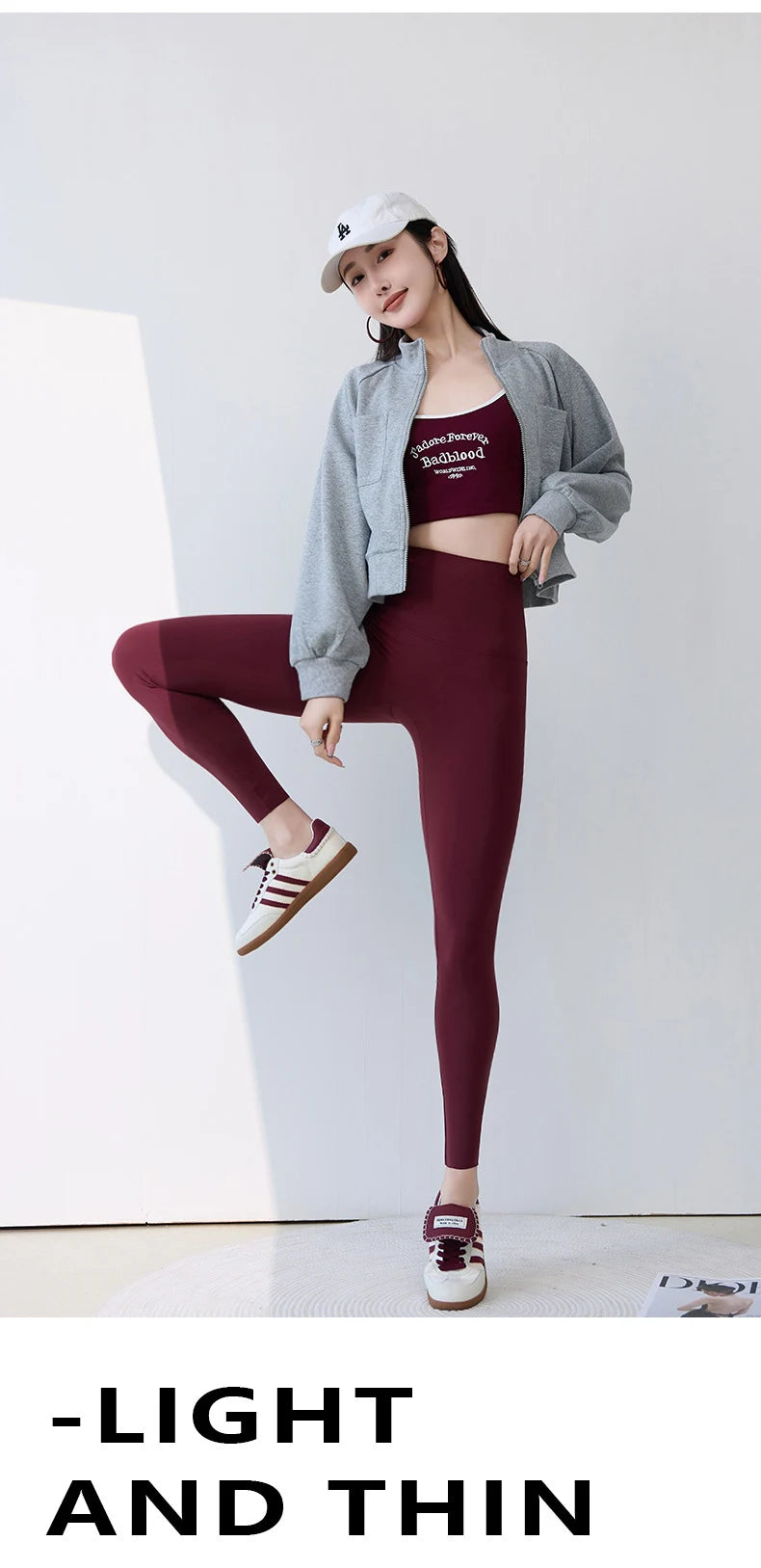 Leggings Piel Tiburón Ciruela | Sensación Desnuda 3D Push Up | Sexy Yoga Fitness PV | Ticotrendy