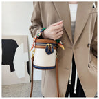 Exquisito bolso tipo cubo de cuero PU para mujer, nuevo cilindro, bolso de mano portátil, bolso de hombro tipo bandolera de gran capacidad para compras de viaje