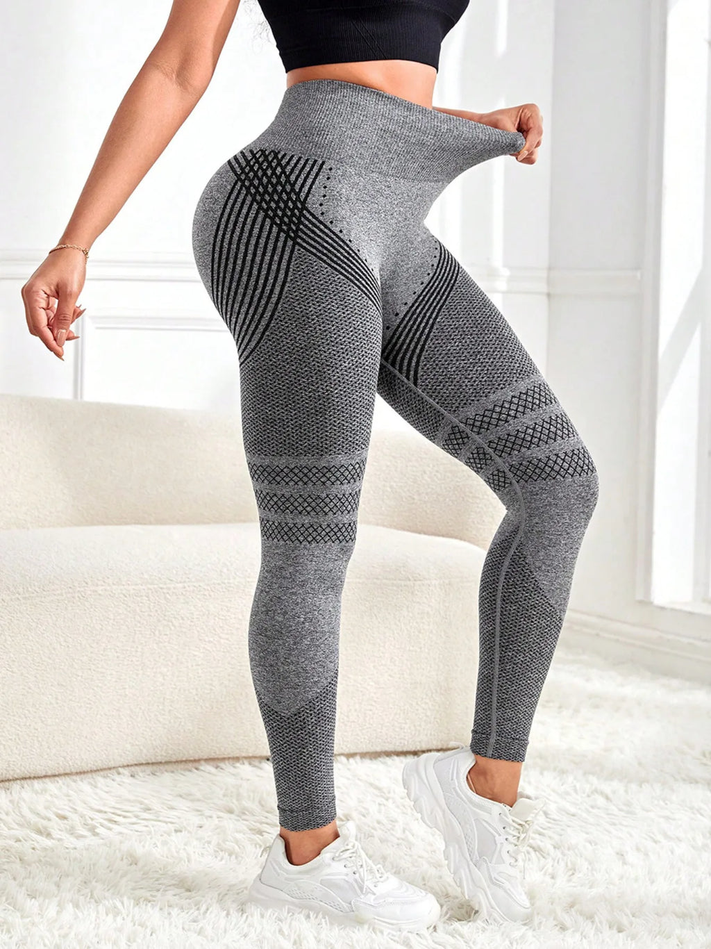 Pantalones de Yoga sin Costuras VEQKING para Mujer, Leggings Deportivos con Líneas Sexys, Cintura Alta, Mallas de Gimnasio, Talla Grande, Secado Rápido, Pantalones de Entrenamiento