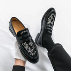 Mocasines Lujo Hombre Punta Redonda Cuero PU Formales Negocios | Sin Cordones
