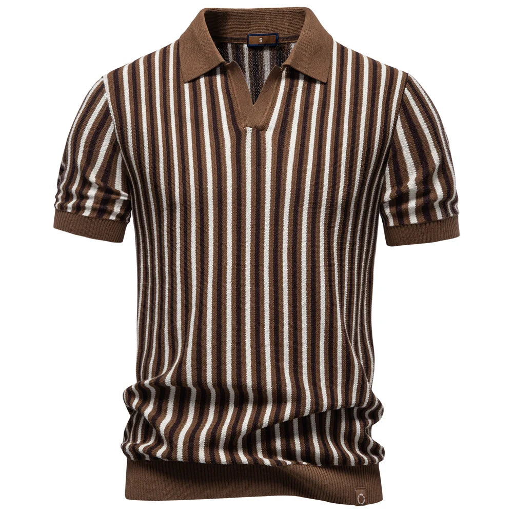 Polo Verano Rayas Tela Fresca Hombre | Manga Corta Transpirable | Tallas S-XXL | Tico Trendy