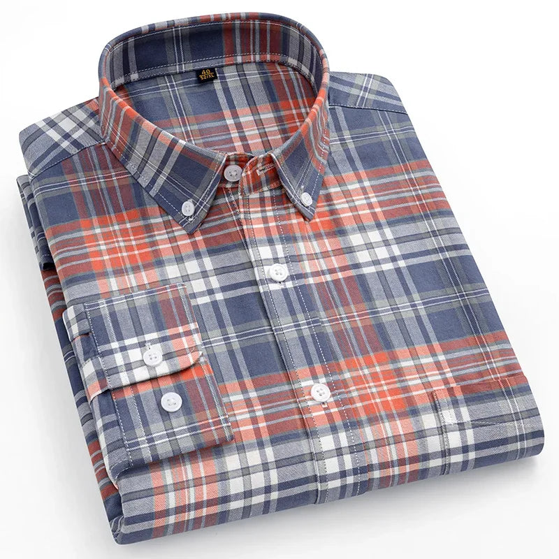 Camisa Oxford a Cuadros | Talla Grande y Pequeña | 100% Algodón | Manga Larga Hombre