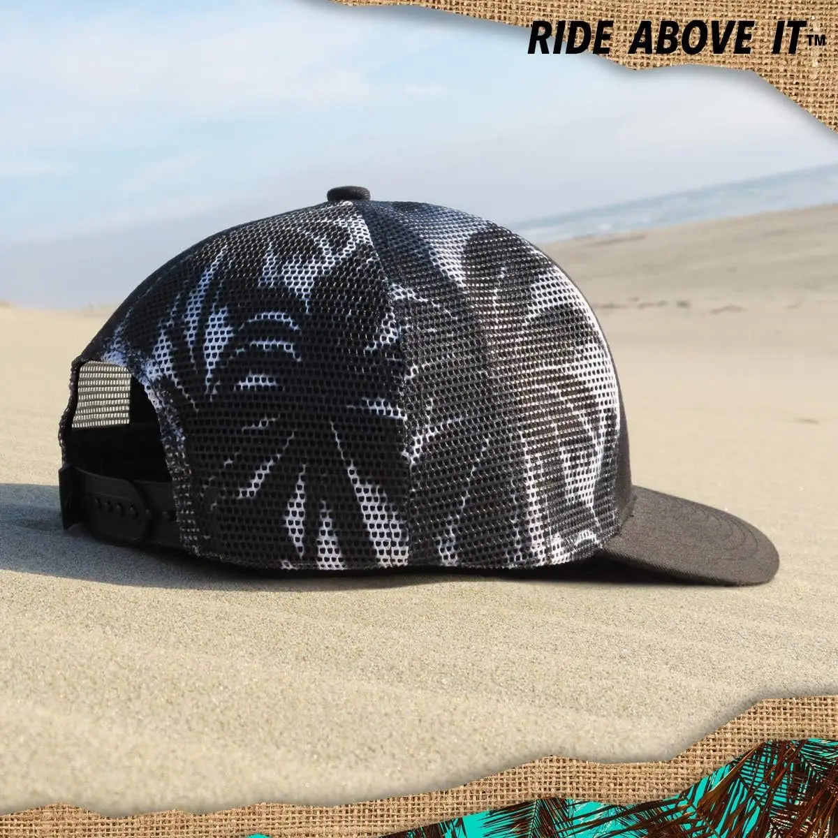Trucker Cool Designs Transpirable Cocoteros Bordado Béisbol Sombra al aire libre Protección solar Gorra de malla Sombrero para el sol para hombres y mujeres