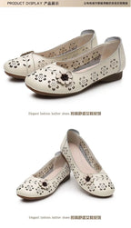 Mocasines de Cuero con Diseño Floral | Recortes Blancos | Planos | Informales