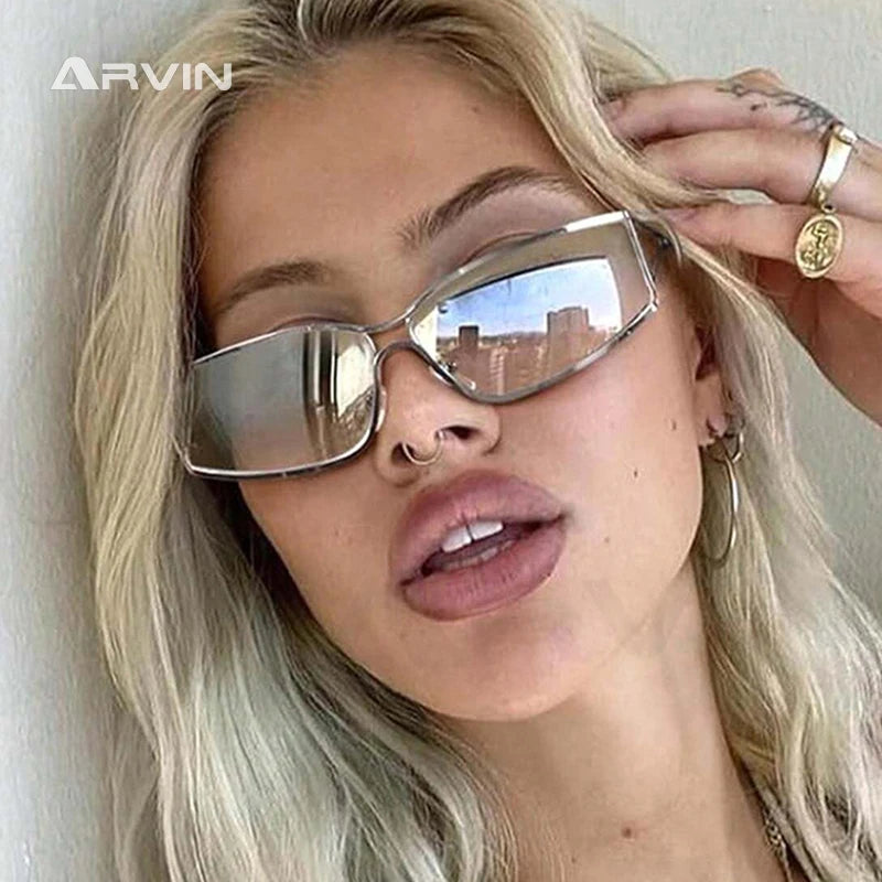 Gafas Sol Y2K Ahuecadas Envolventes Gradiente | Estilo Punk Steampunk Viajar