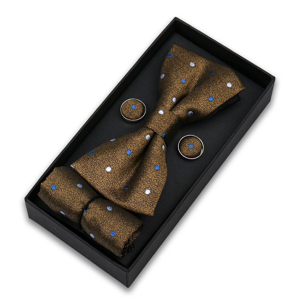 Set De Pajarita Pañuelo Gemelos Regalo Elegante Estilo Para Hombres