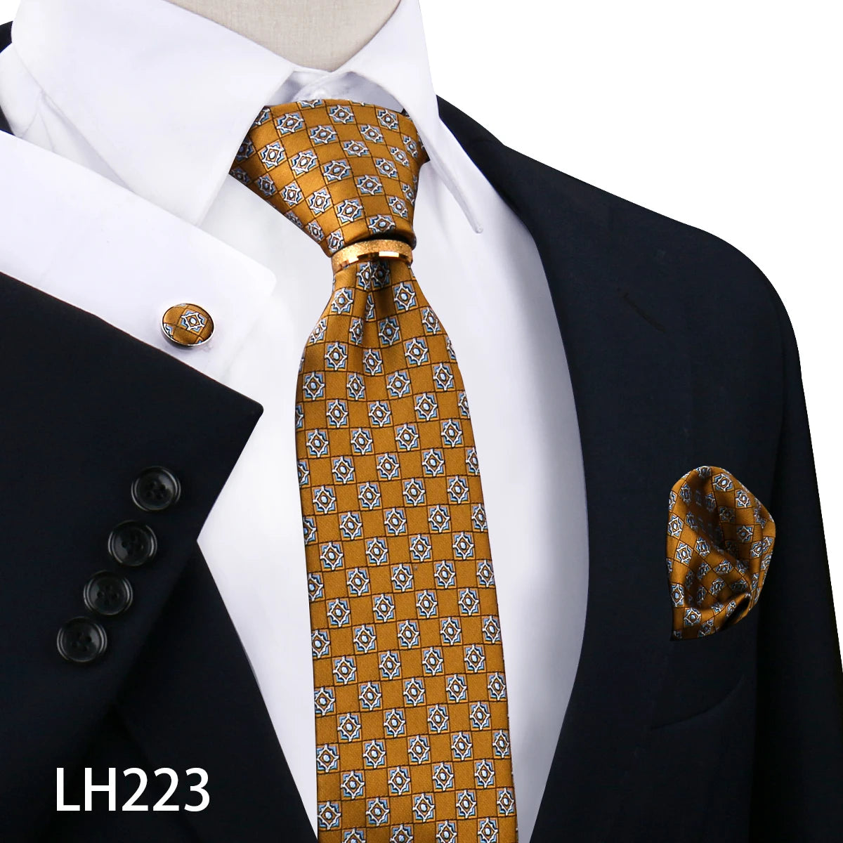 Set De Corbata Anillo Gemelos Pañuelo Accesorio De Traje Boda