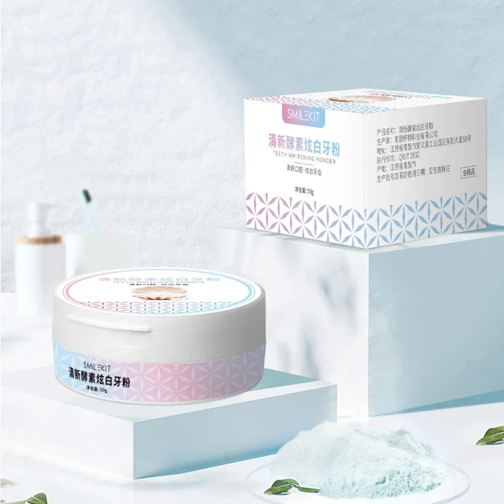 2 tipos de polvo para blanquear los dientes, carbón orgánico activado Natural, sabor a limón, polvo de enzimas para el aliento fresco, higiene bucal Dental