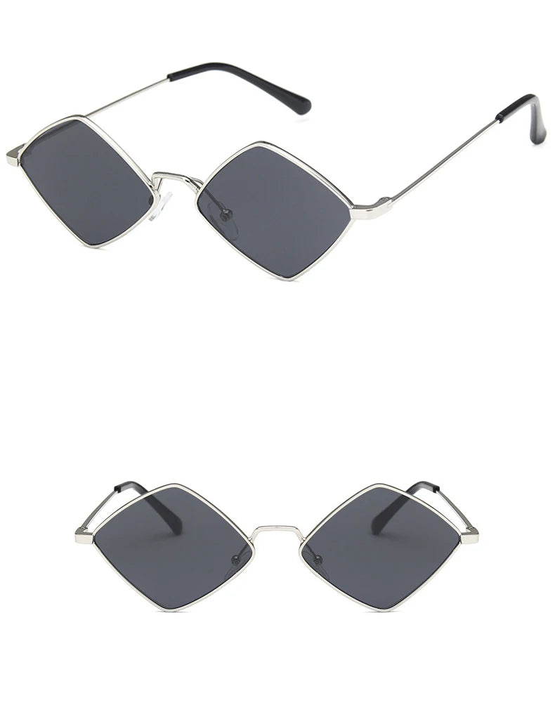 Gafas Sol Punk Rombo Pequeño Marco Metálico | Diseñador Tendencia UV400 Para Conducir