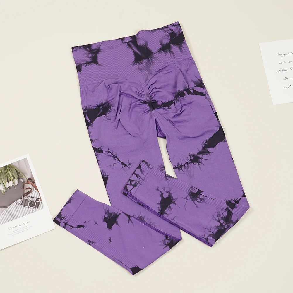 VEQKING Pantalones de yoga sin costuras para mujer, leggings deportivos de cintura alta, elásticos, de secado rápido, pantalones ajustados para gimnasio y entrenamiento