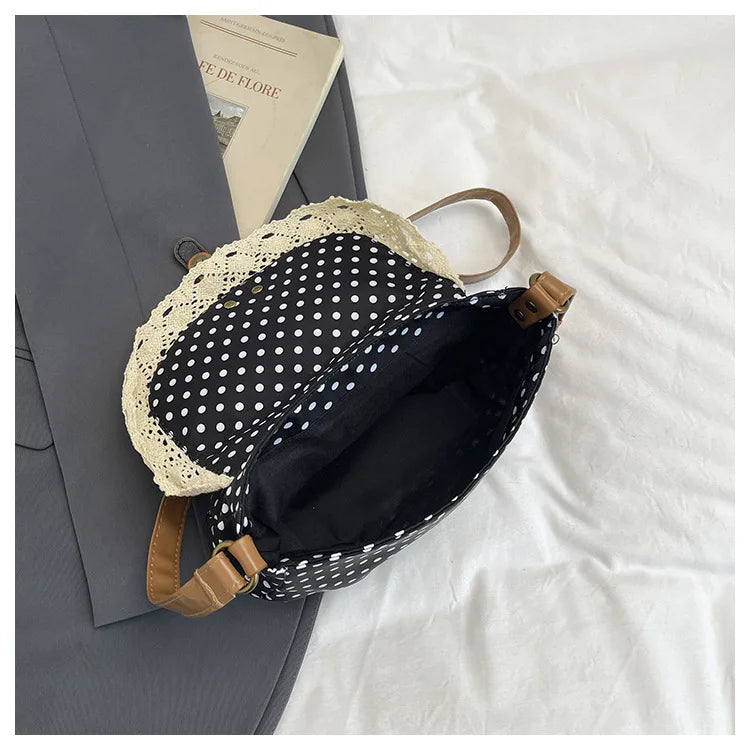 Bolso de Lunares Retro Francés para Mujer, Hombro y Bandolera