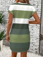 Minivestido Rayas para Mujer | Manga Corta con Bolsillos | Jersey Informal Talla Grande | Tico Trendy