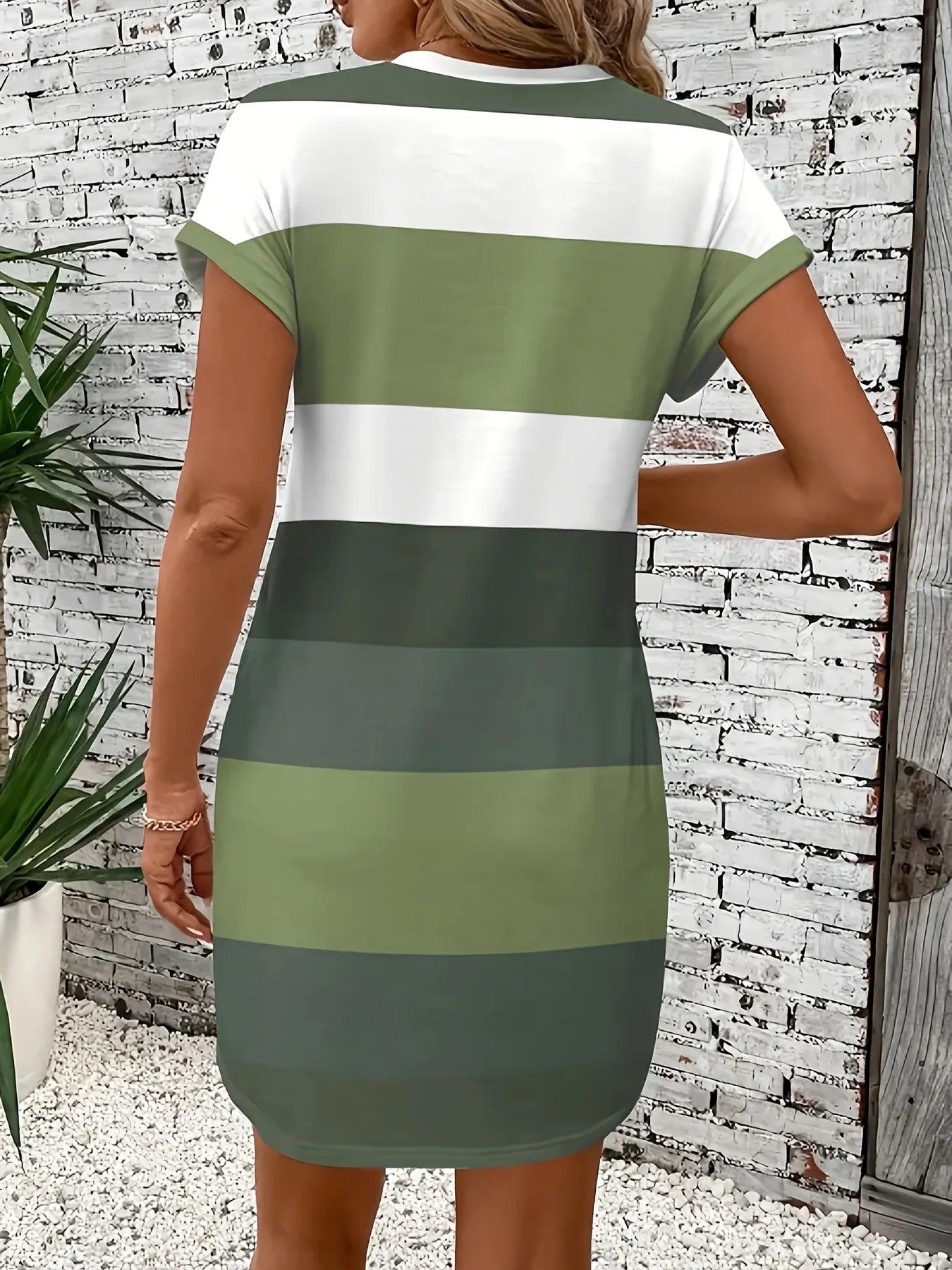 Minivestido Rayas para Mujer | Manga Corta con Bolsillos | Jersey Informal Talla Grande | Tico Trendy