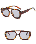 Gafas Sol Retro Doble Puente Montura Grande | Leopardo Té Degradado Moda Casual