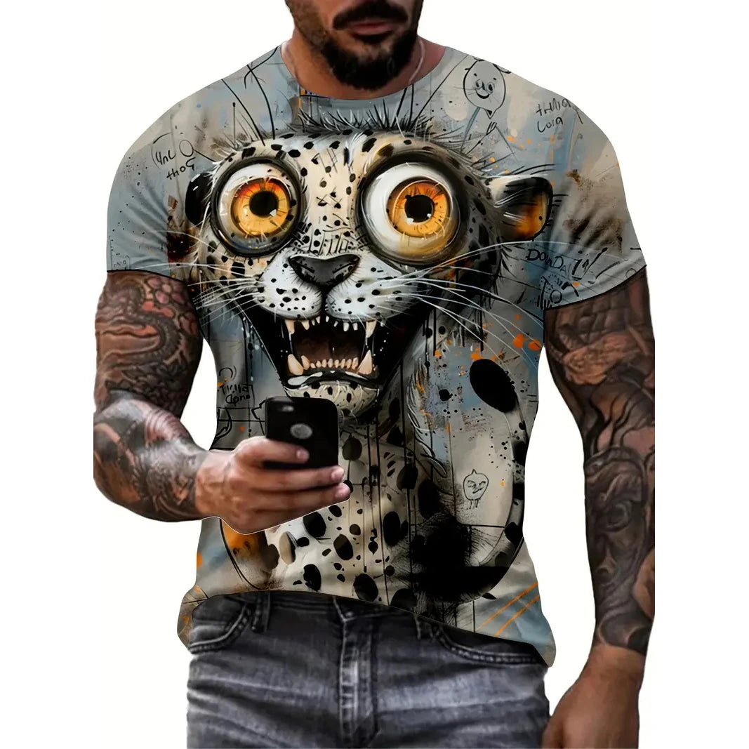Camiseta Oversize Hombre ∣ Estampado Animal ∣ Moda Urbana Verano