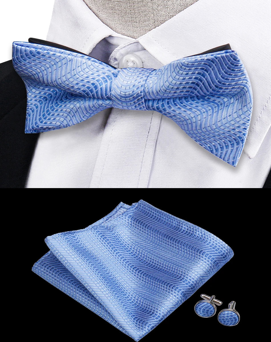 Conjunto Pajarita Pañuelo Gemelos Estilo Novedad Elegancia Pura Vida