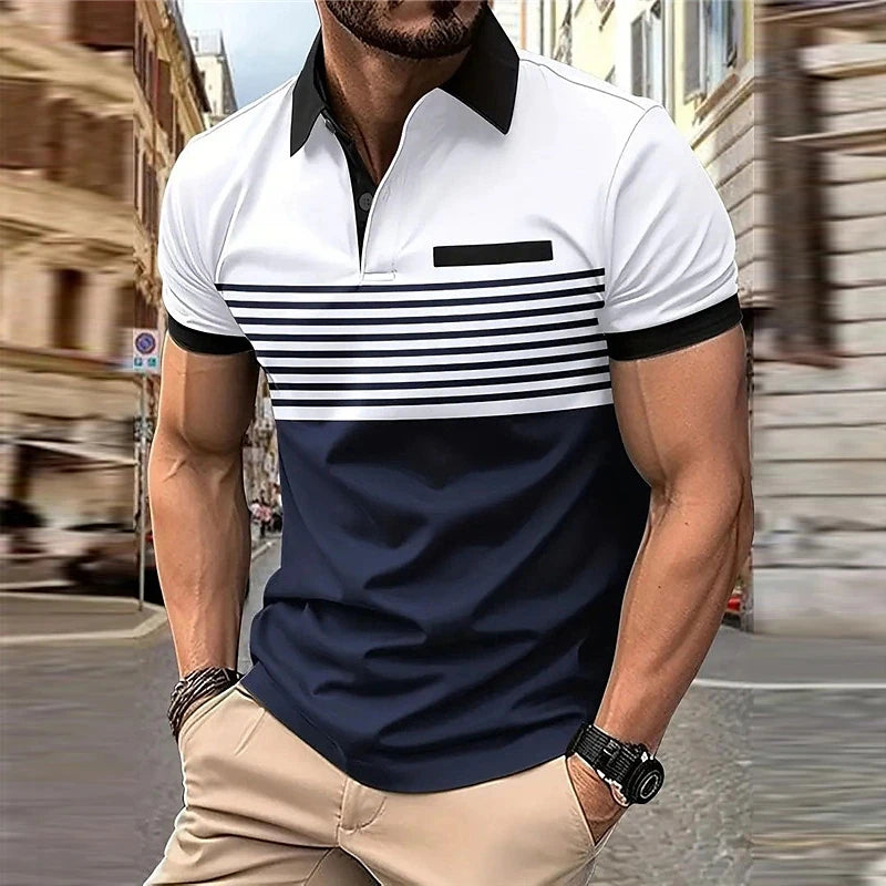 Polo Negocios Hombre ∣ Rayas Oversize ∣ Manga Corta Tropical