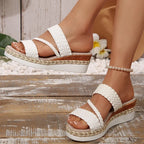 Sandalias  de Cuña | Tejido Ligero | Suela Gruesa | Talla Grande | Verano 2025
