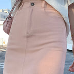 Falda Casual Falda Casual de Algodón | Botones y Cintura Alta | Verano