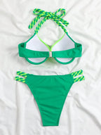 Bikini Push Up Colorblock con Estilo Halter para Playa