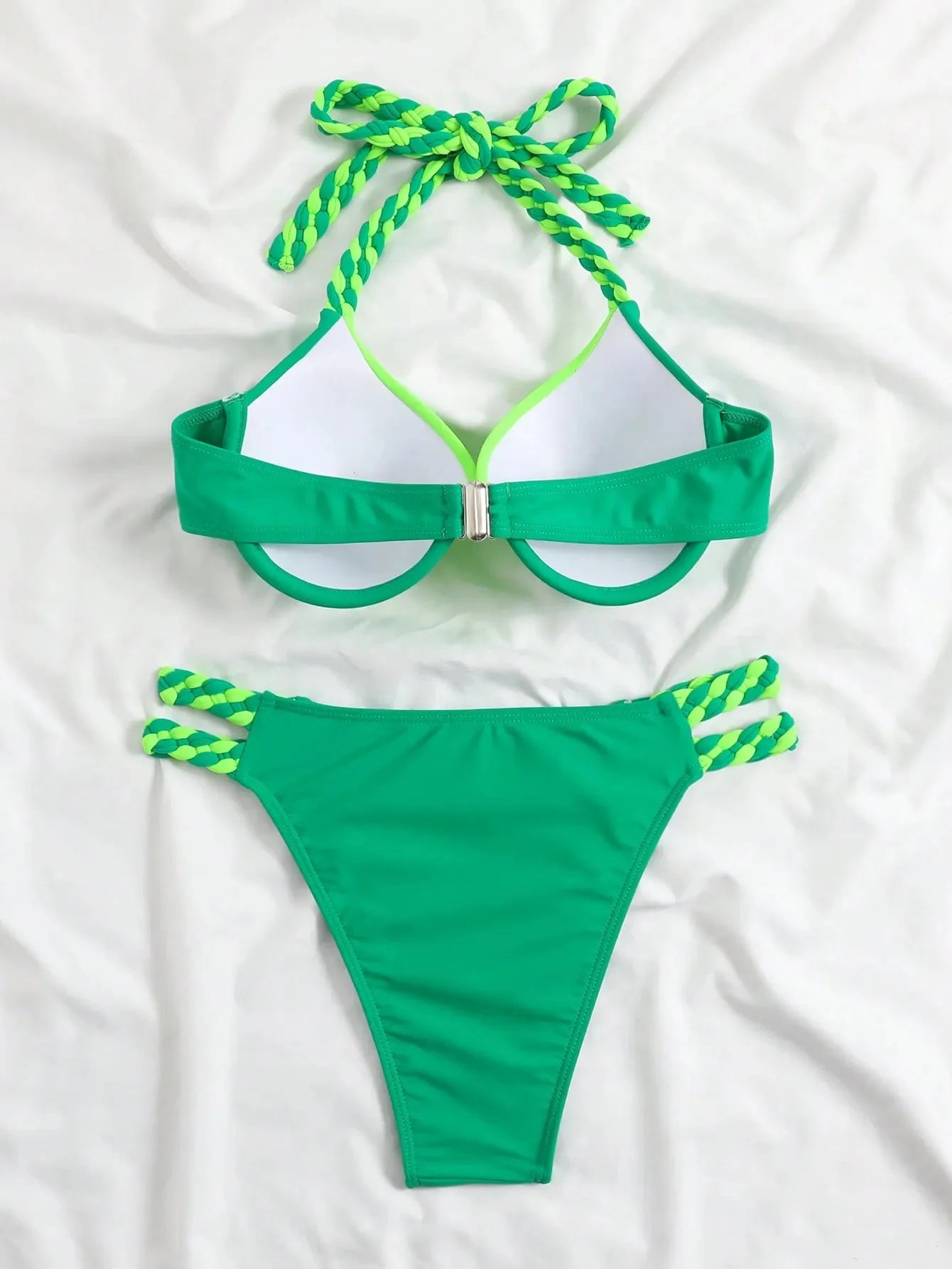 Bikini Push Up Colorblock con Estilo Halter para Playa